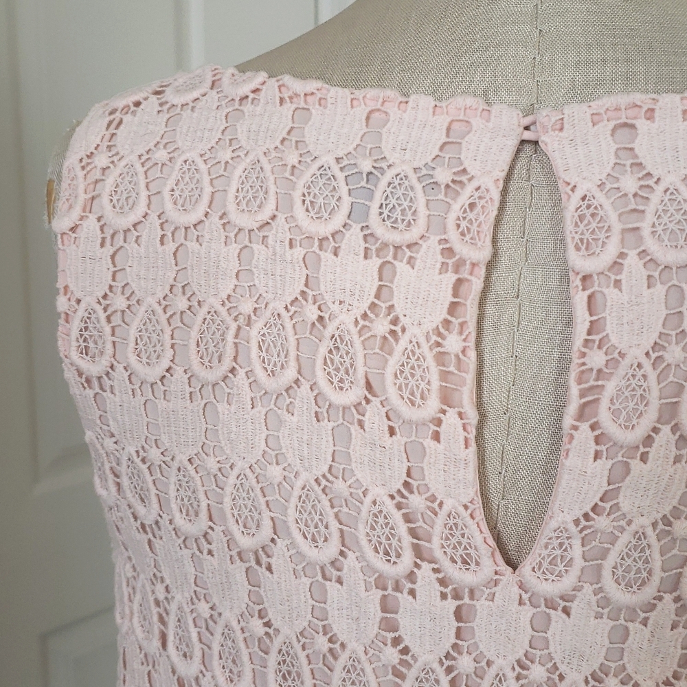Ann Taylor Peach Blush Pineapple Crochet Lace Sleeveless Top MEDIUM Coquette - Picture 8 of 12